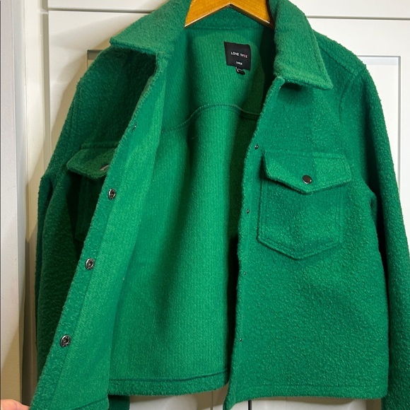Love Tree Green Teddy Style Cropped Shacket Women’s L Relaxed Fit - Picture 8 of 17